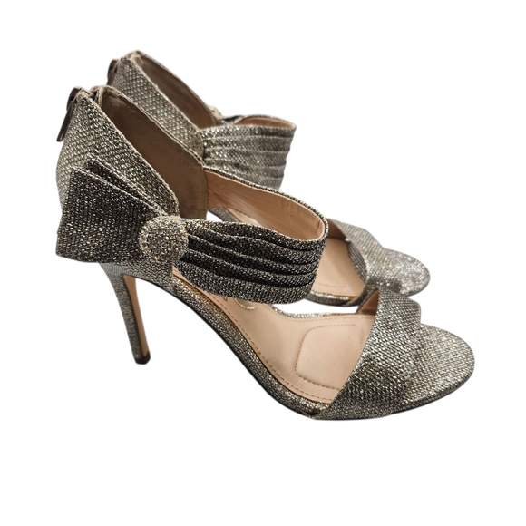 Nina Shoes - Nina Sparkling Gold Heels with Bow‎ Size 6.5
